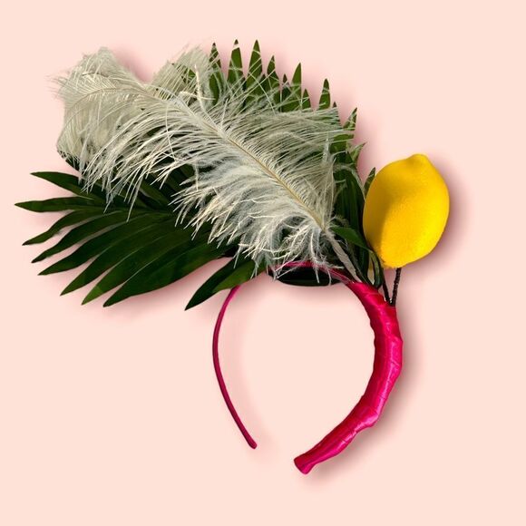 The Happiest Clam Accessories - Lemon Fascinator Hat - White 🐎 Kentucky Derby 🌸 Garden Party 🎉